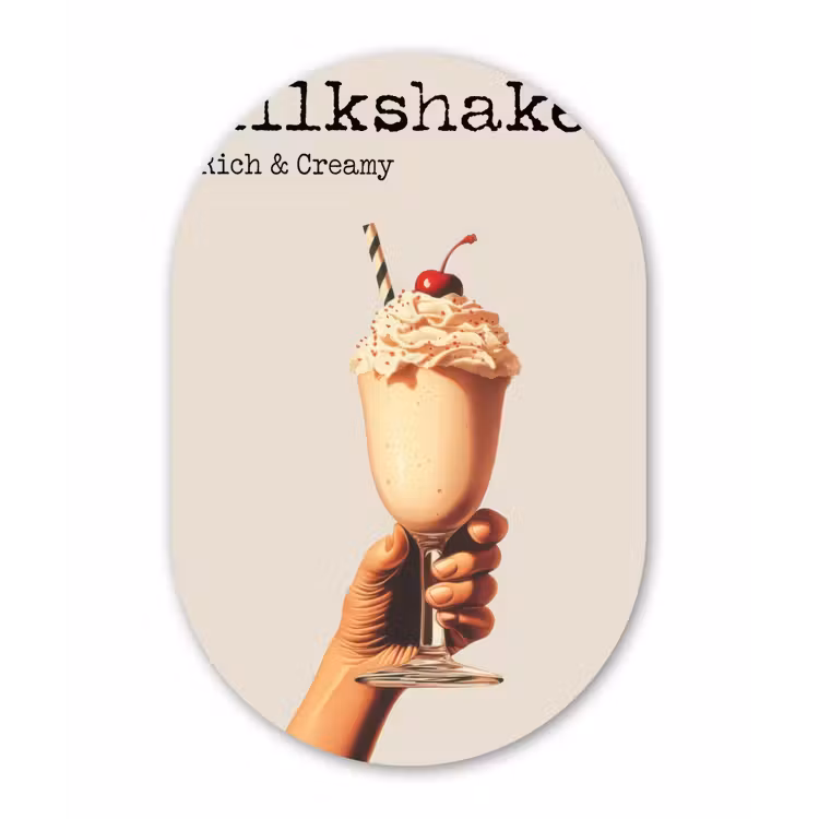 Muurovaal - Glas - Milkshake - Kers - Rietje — 1