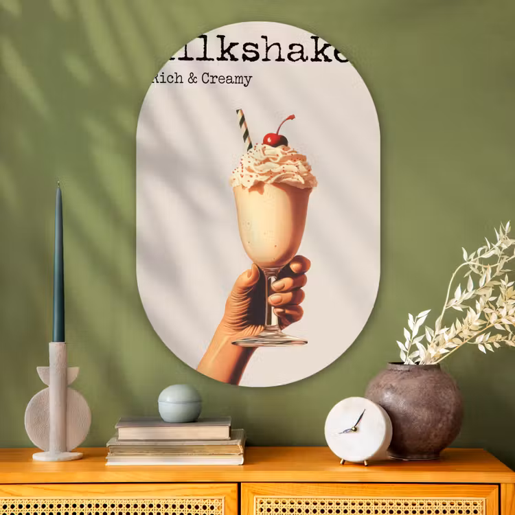 Muurovaal - Glas - Milkshake - Kers - Rietje — 2