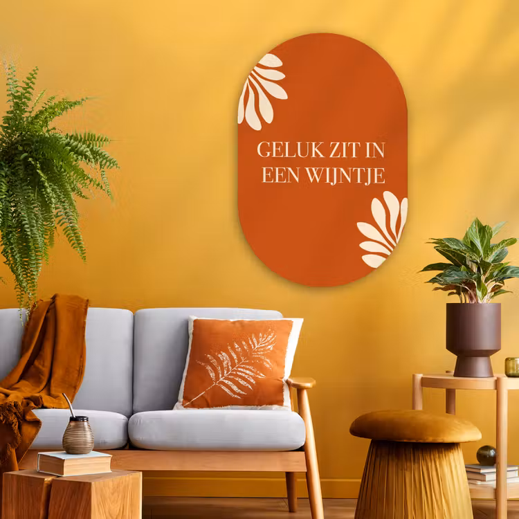 Muurovaal - Glas - Oranje - Wijntje - Quote — 3