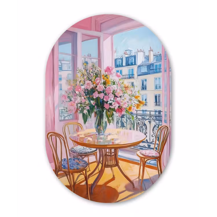 Muurovaal - Glas - Pink - City - Bloemen — 1
