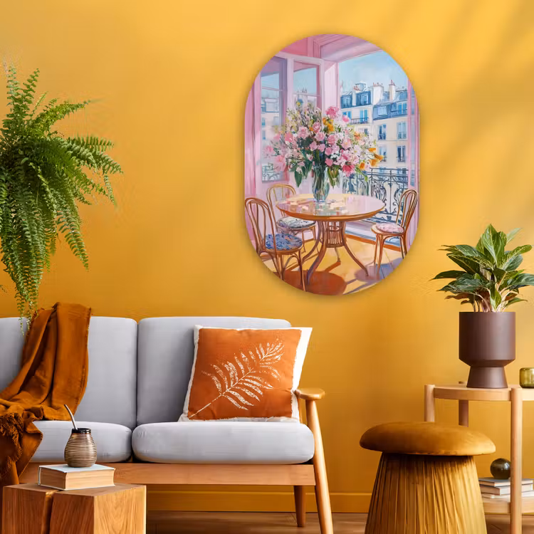 Muurovaal - Glas - Pink - City - Bloemen — 3