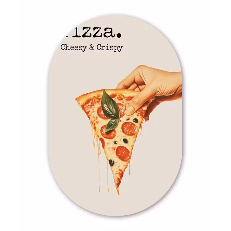 Muurovaal - Glas - Pizza - Kaas - Pepperoni — 1