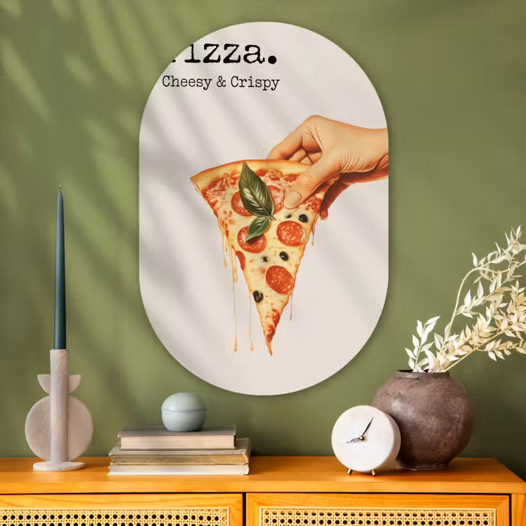 Muurovaal - Glas - Pizza - Kaas - Pepperoni — 2