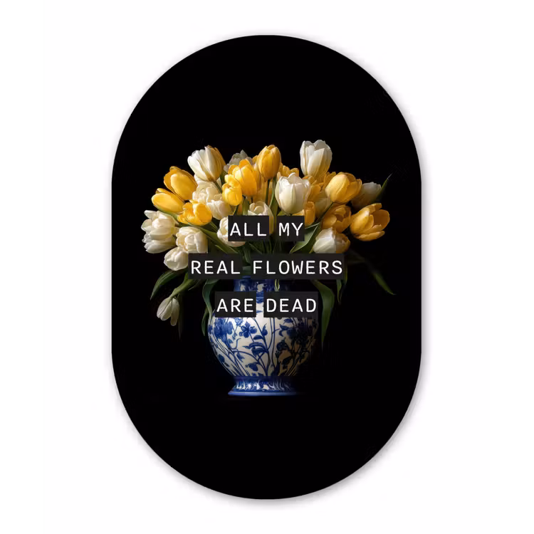 Muurovaal - Glas - Quotes - Bloem - Tulp - Geel — 1
