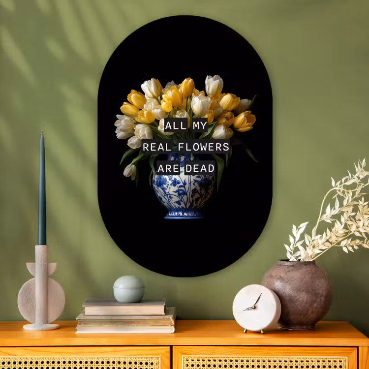 Muurovaal - Glas - Quotes - Bloem - Tulp - Geel — 2