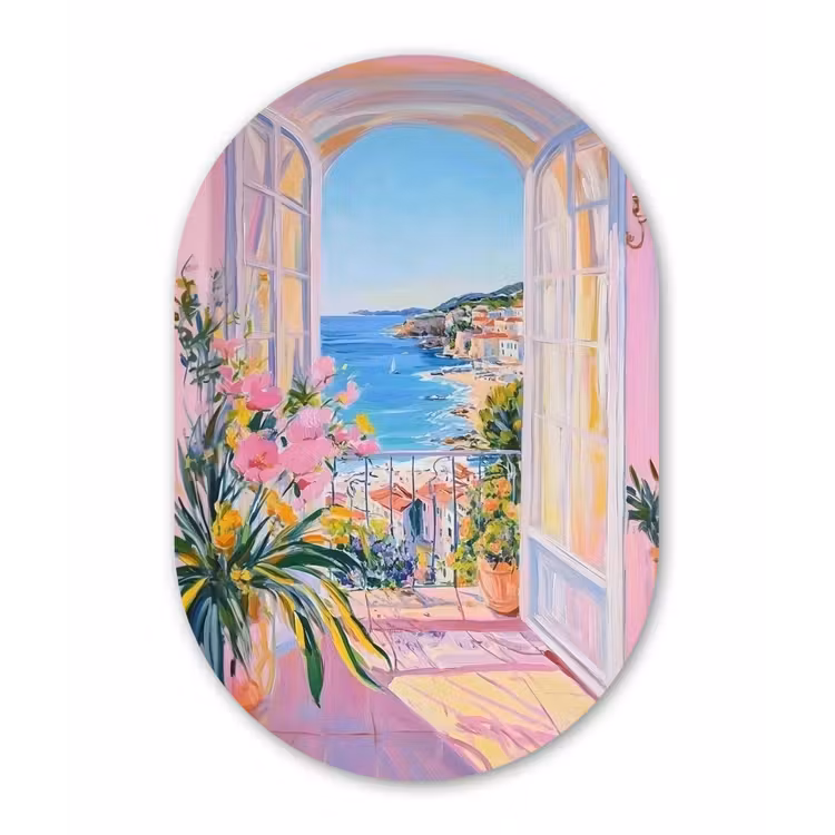 Muurovaal - Glas - Roze - Buiten - Verf — 1