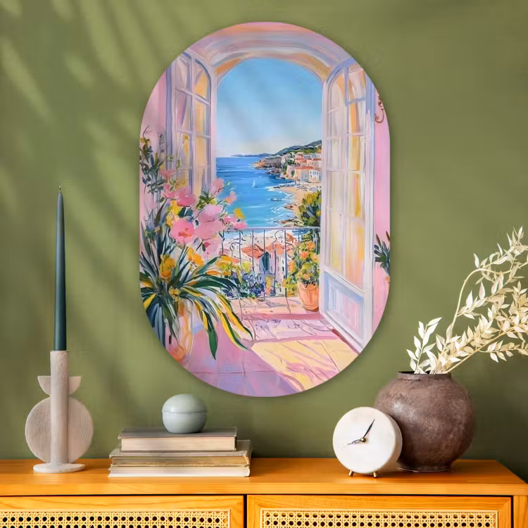 Muurovaal - Glas - Roze - Buiten - Verf — 2
