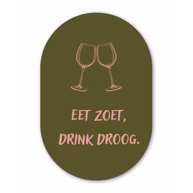 Muurovaal - Glas - Roze - Groen - Wijn - Quote — 1