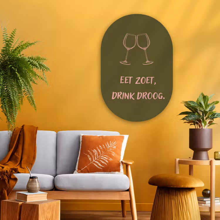 Muurovaal - Glas - Roze - Groen - Wijn - Quote — 3