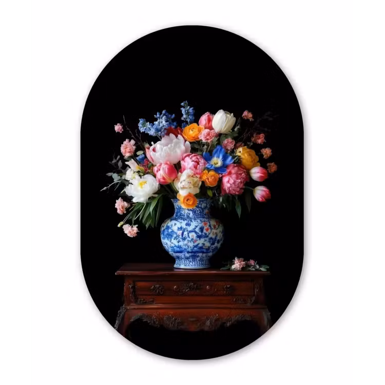 Muurovaal - Glas - Rozen - Bloemen - Vaas - Boeket — 1