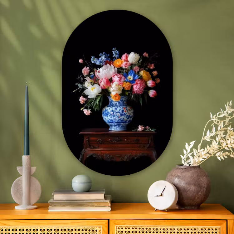 Muurovaal - Glas - Rozen - Bloemen - Vaas - Boeket — 2