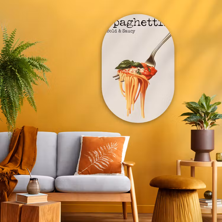 Muurovaal - Glas - Spaghetti - tomatensaus - Parmezaanse kaas — 3
