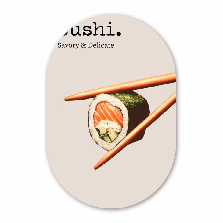 Muurovaal - Glas - Sushi - Zalm - Rijst - Japans — 1