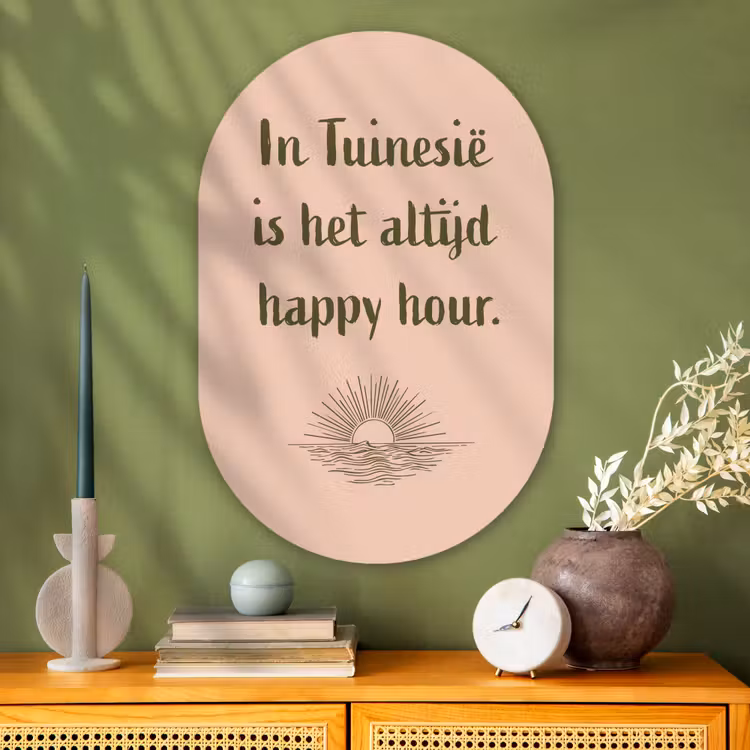 Muurovaal - Glas - Tuin - Roze - Quote - Zon — 2