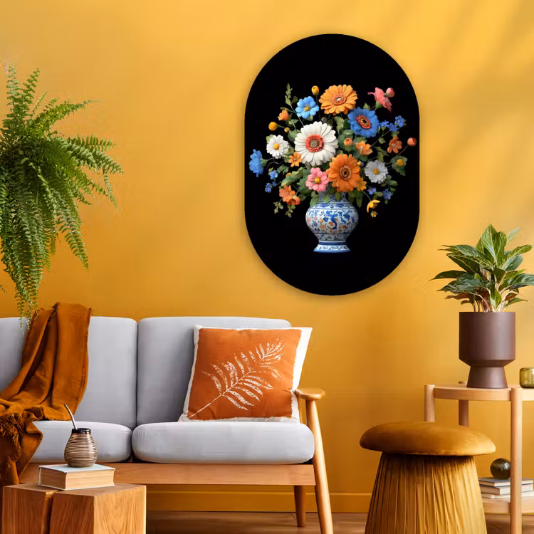 Muurovaal - Glas - Vaas - Boeket - Bloemen - Kleur — 3