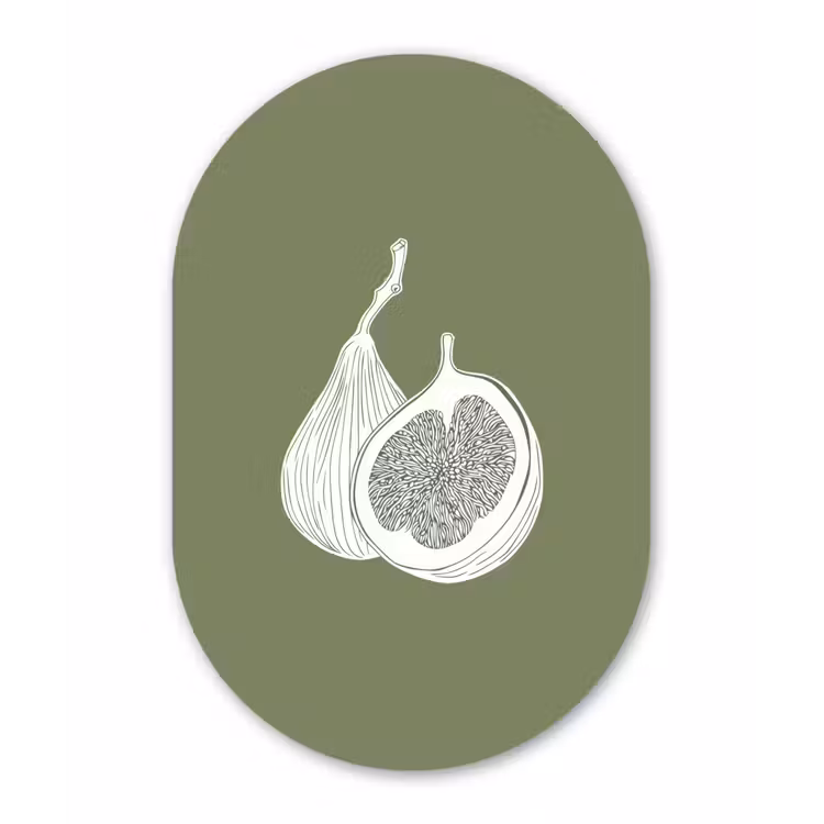 Muurovaal - Glas - Vijgen - Minimalistisch - Getekend - Mosgroen — 1