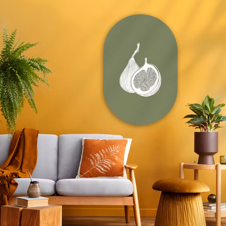 Muurovaal - Glas - Vijgen - Minimalistisch - Getekend - Mosgroen — 3