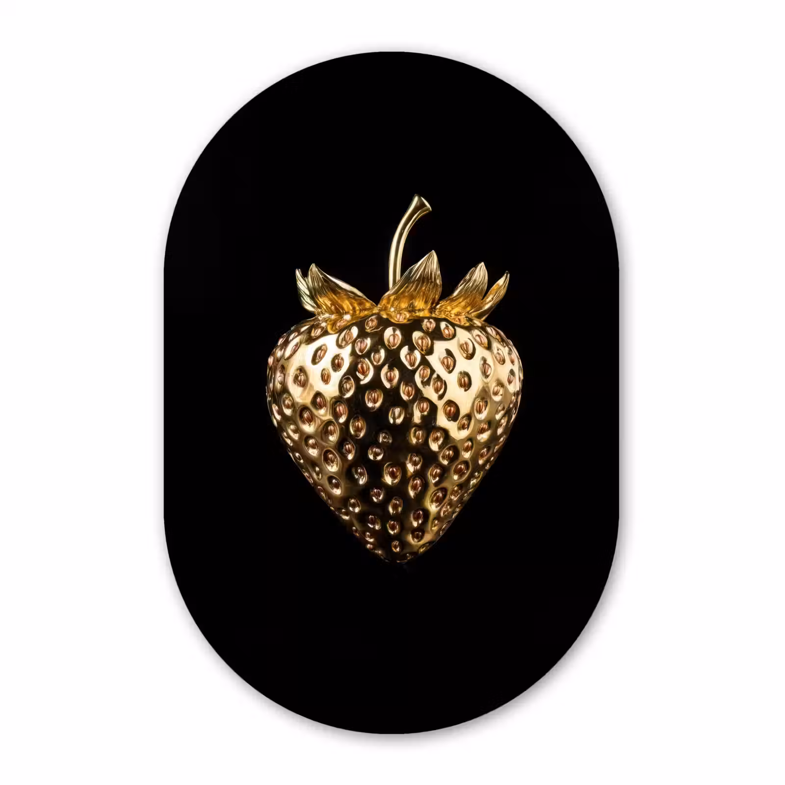 Muurovaal - Glas - Aardbei - Goud - Zwart - Chrome — 1