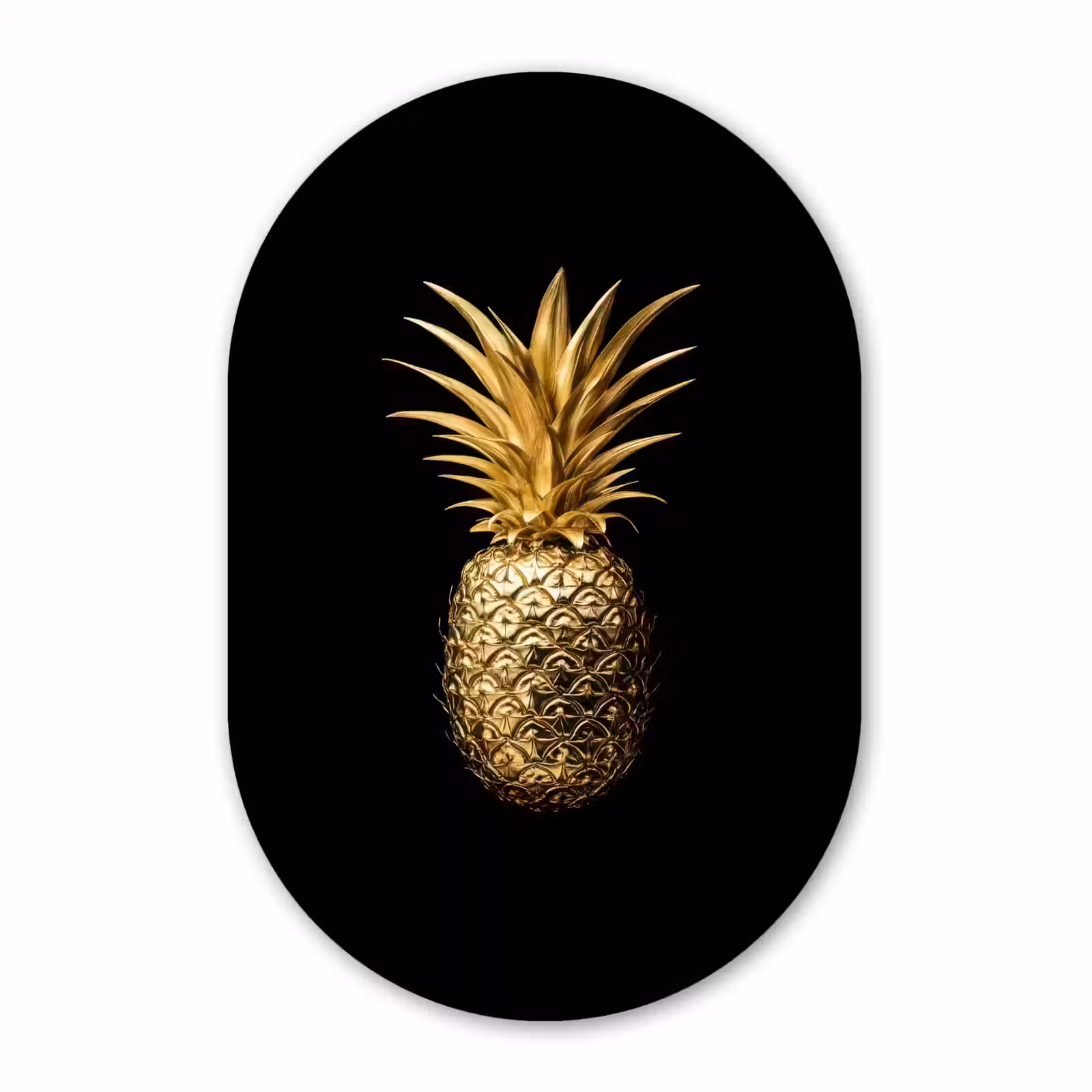 Muurovaal - Glas - Ananas - Zwart - Goud - Luxe — 1