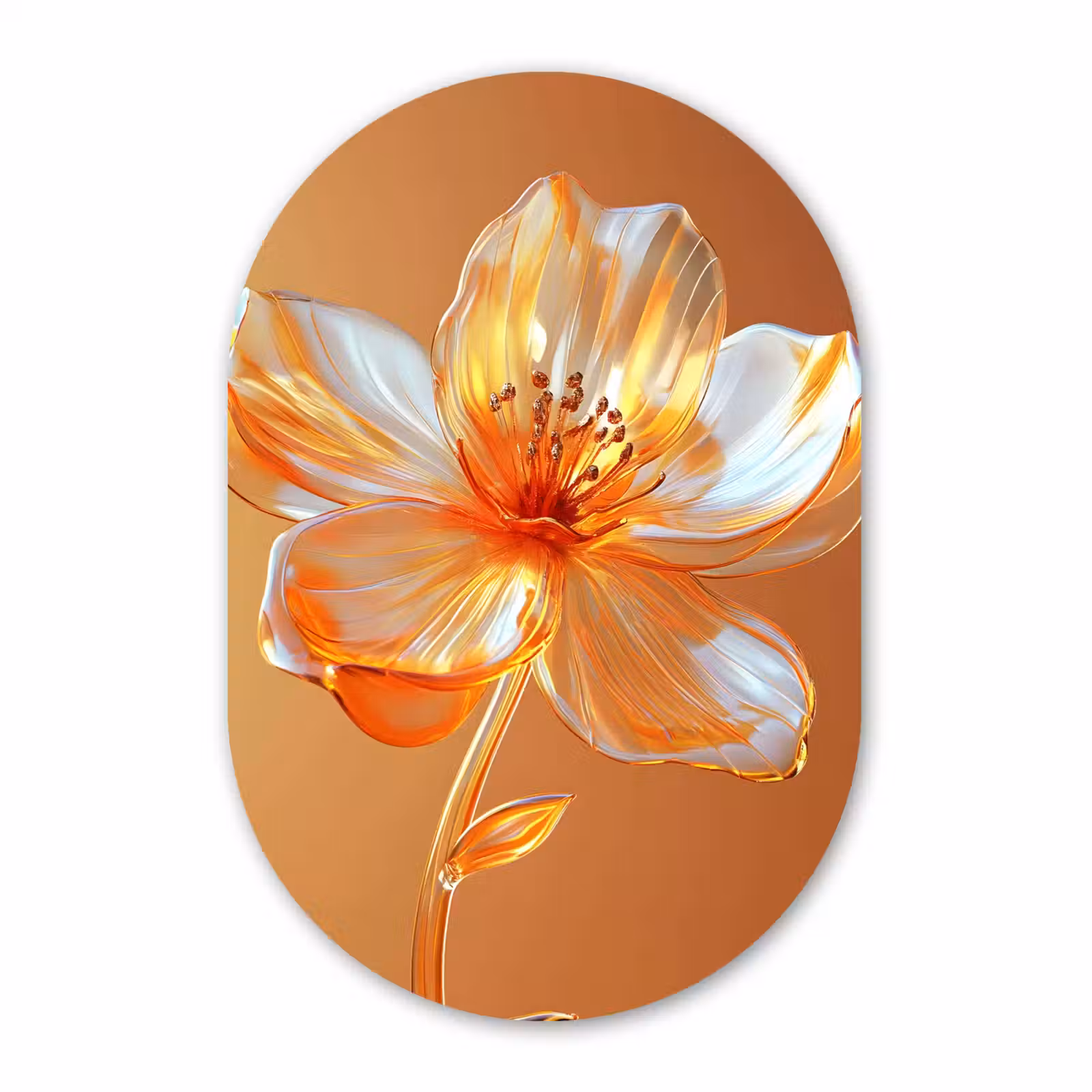 Muurovaal - Glas - Glazen - Bloem - Oranje — 1