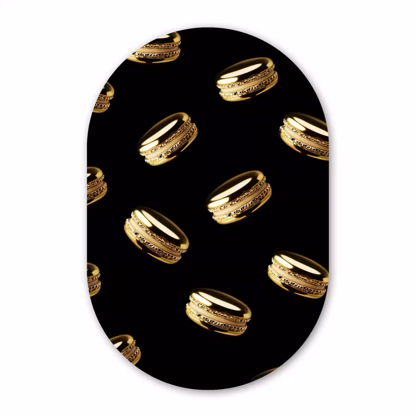 Muurovaal - Glas - Macarons - Patroon - Goud - Zwart — 1