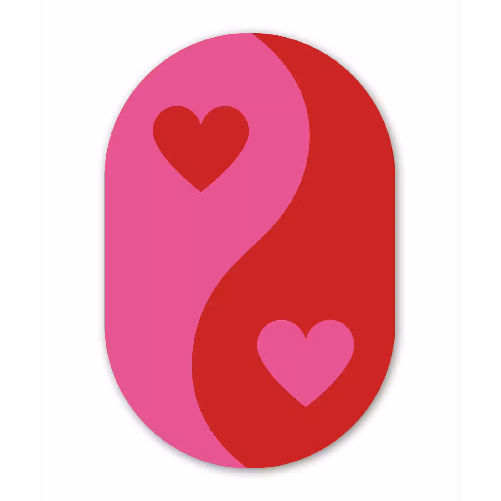 Muurovaal - Glas - Minimalistisch - Rood - Roze - Hartjes — 1