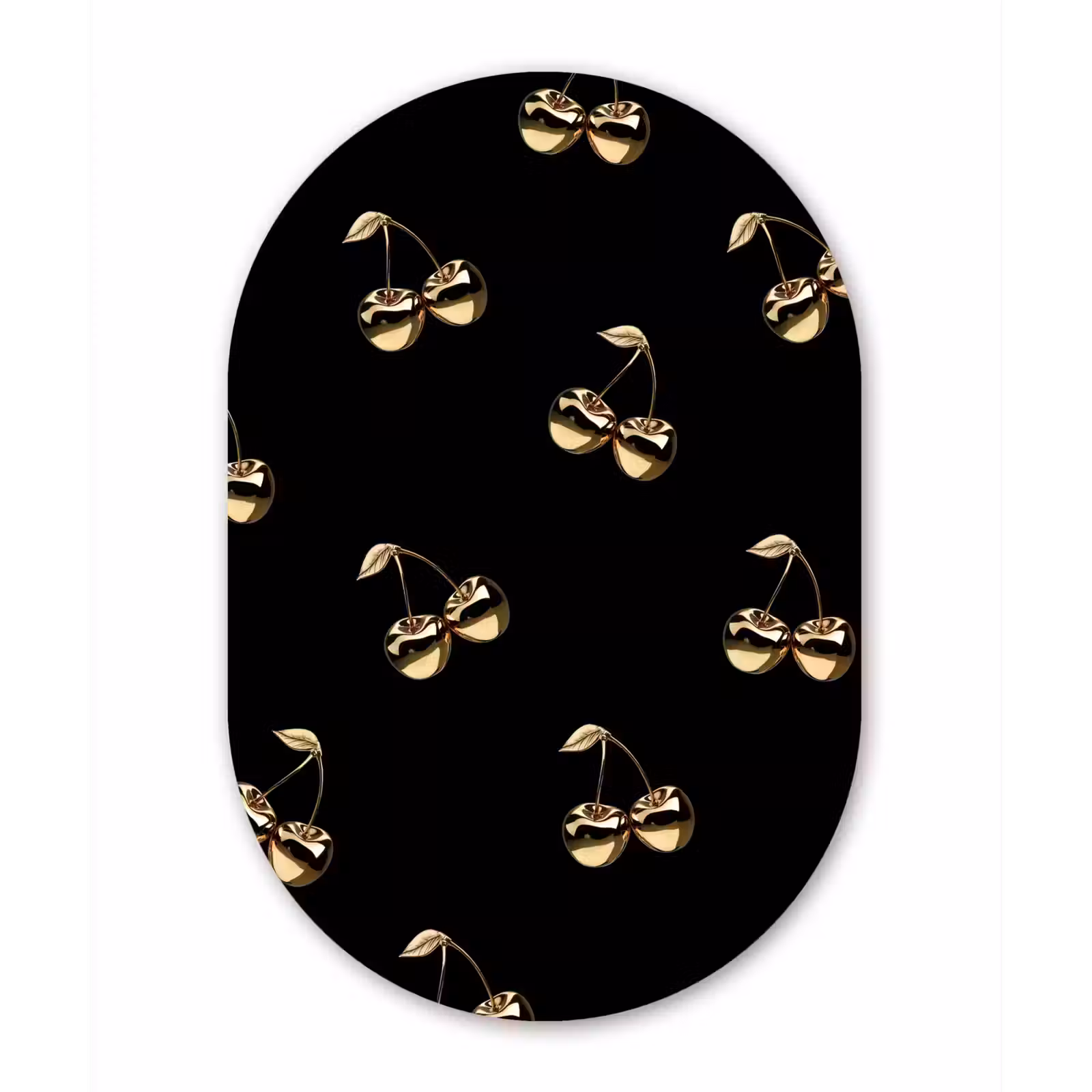 Muurovaal - Glas - Patroon - Kersen - Goud - Chrome — 1
