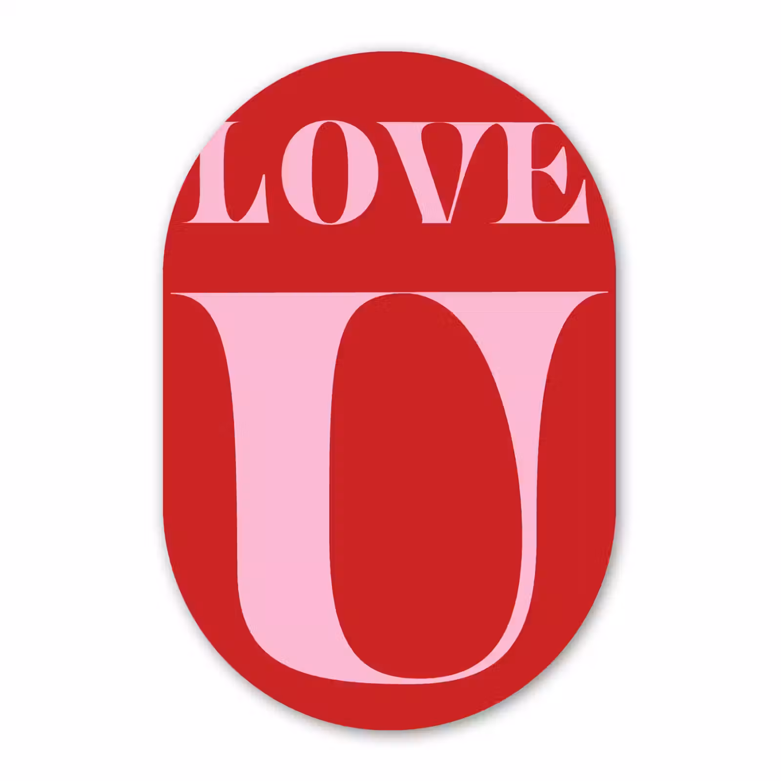 Muurovaal - Glas - Rood - Love - Valentijn - Roze — 1