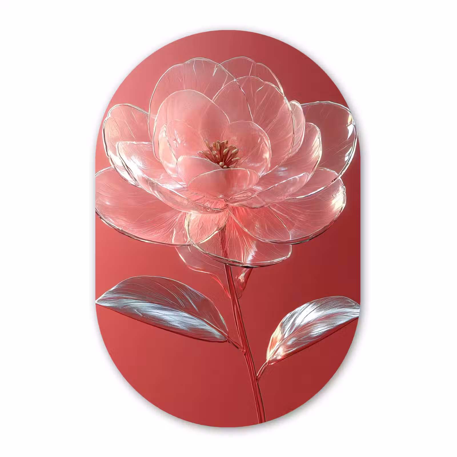 Muurovaal - Glas - Sierlijk - Bloem - Roze - Glazen — 1