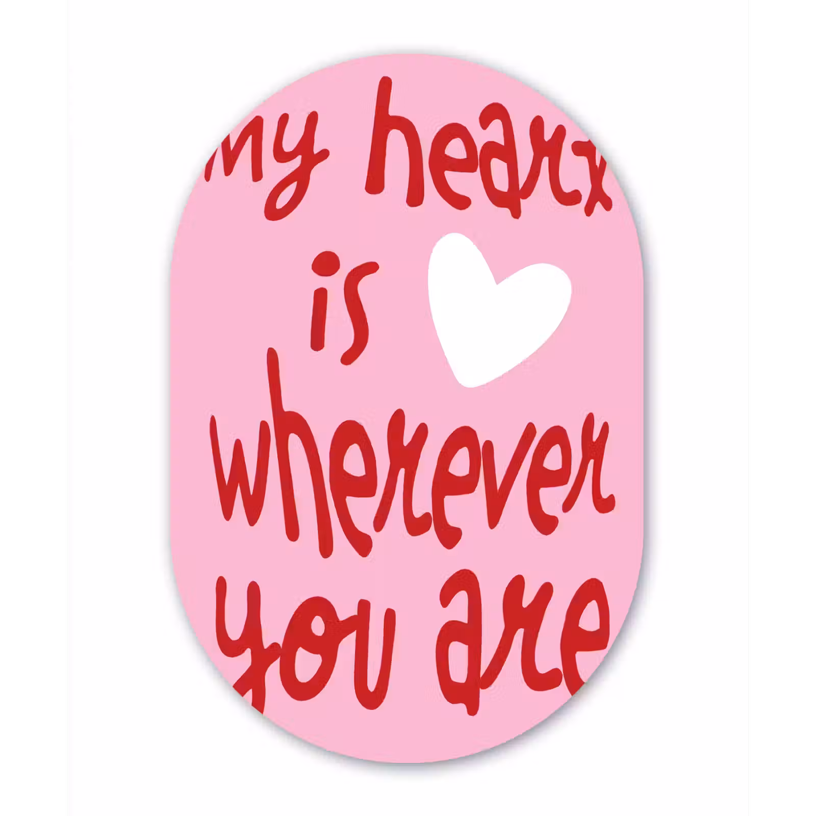 Muurovaal - Glas - Valentijn - Hart - Liefde - Roze — 1
