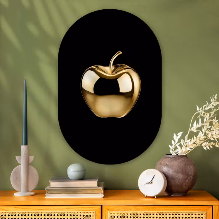 Muurovaal - Glas - Appel - Goud - Chrome - Zwart — 2