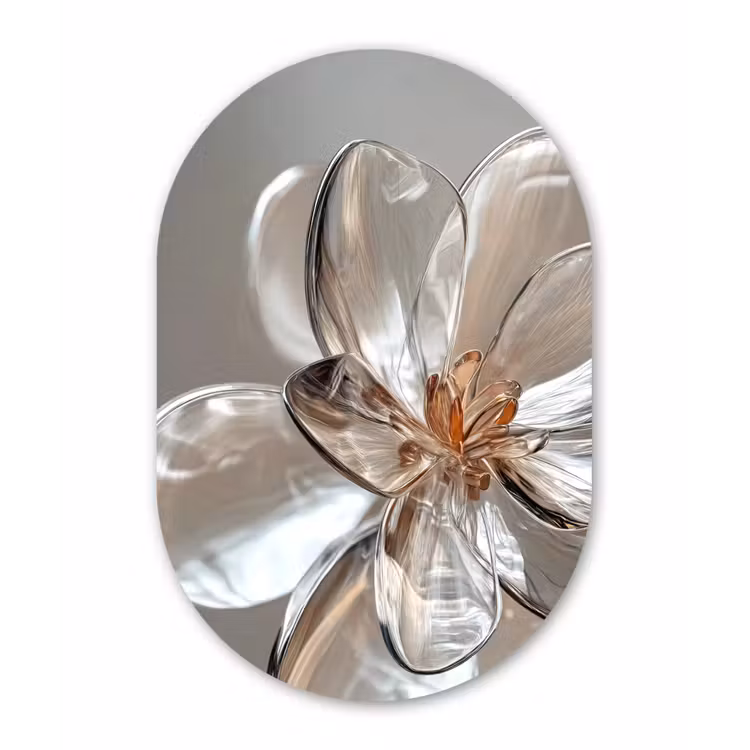 Muurovaal - Glas - Bloem - Glazen - Doorzichtig — 1