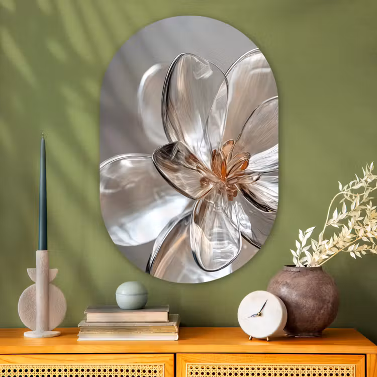 Muurovaal - Glas - Bloem - Glazen - Doorzichtig — 2