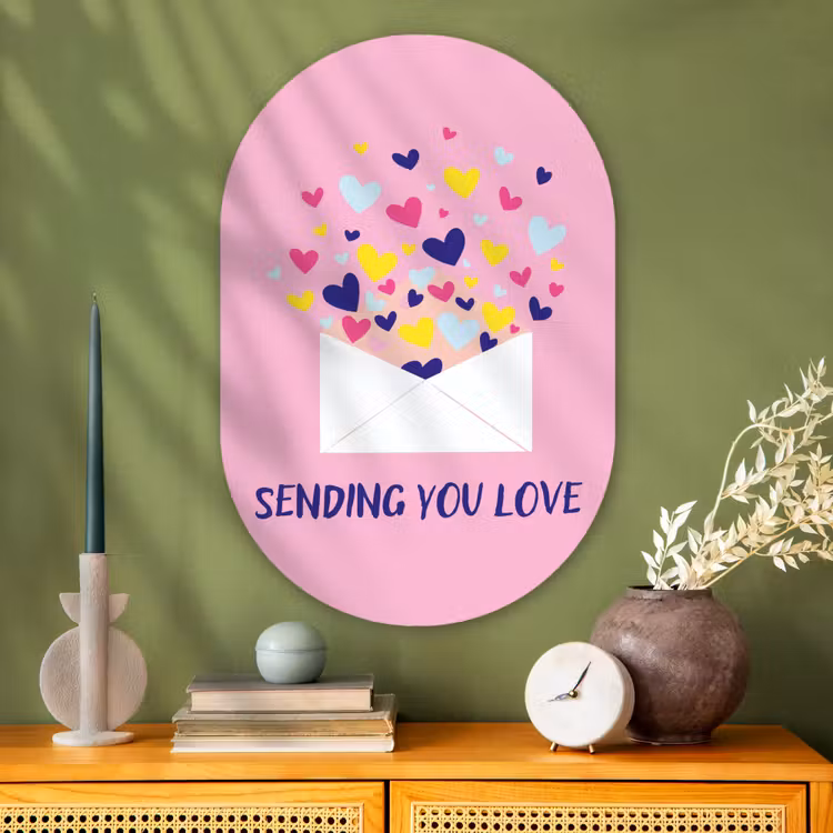 Muurovaal - Glas - Envelop - Love - Hartjes - Valentijn — 2