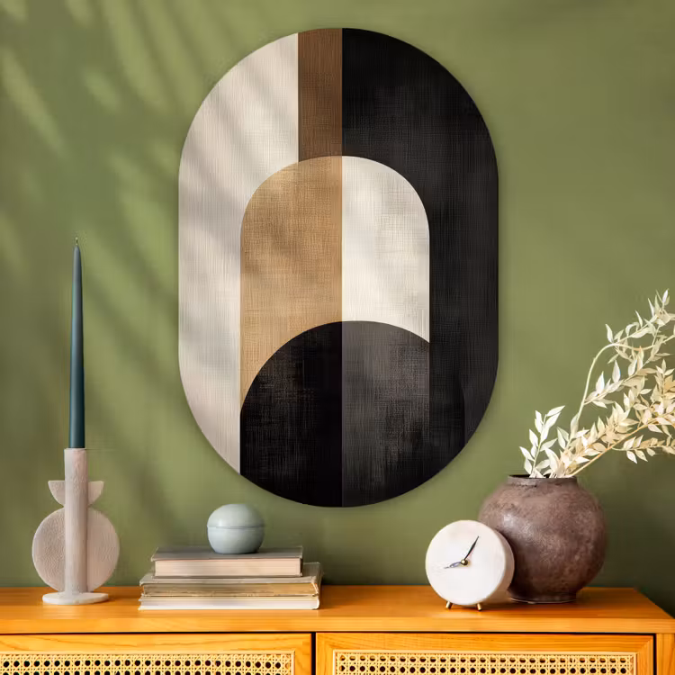 Muurovaal - Glas - Geometrische - Vormen - Wit — 2