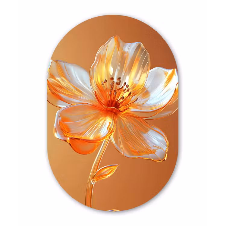 Muurovaal - Glas - Glazen - Bloem - Oranje — 1