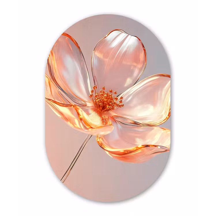 Muurovaal - Glas - Glazen - Bloem - Roze — 1