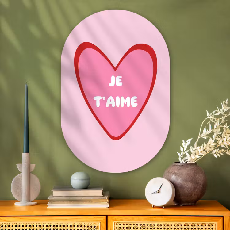 Muurovaal - Glas - Hart - Frans - Valentijn - Roze — 2