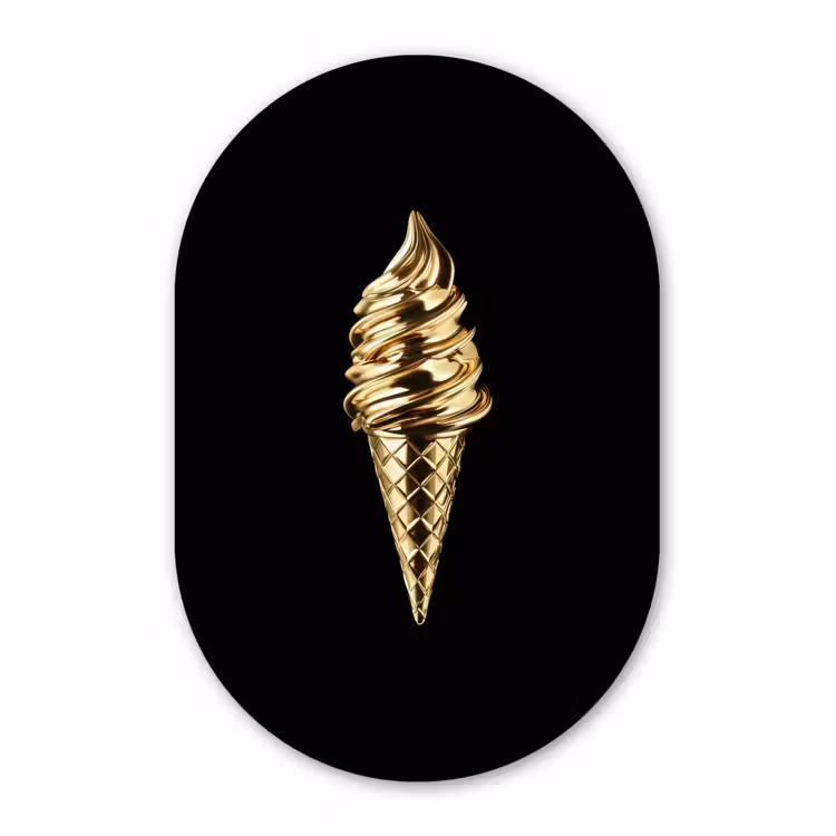 Muurovaal - Glas - Ijs - Goud - Zwart - Eten — 1