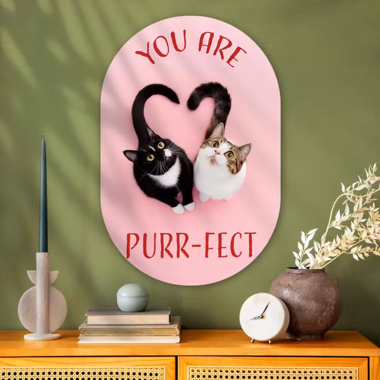 Muurovaal - Glas - Kat - Hart - Tekst - Valentijn — 2
