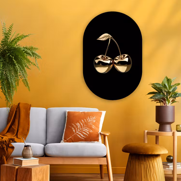 Muurovaal - Glas - Kersen - Zwart - Goud - Chrome — 3