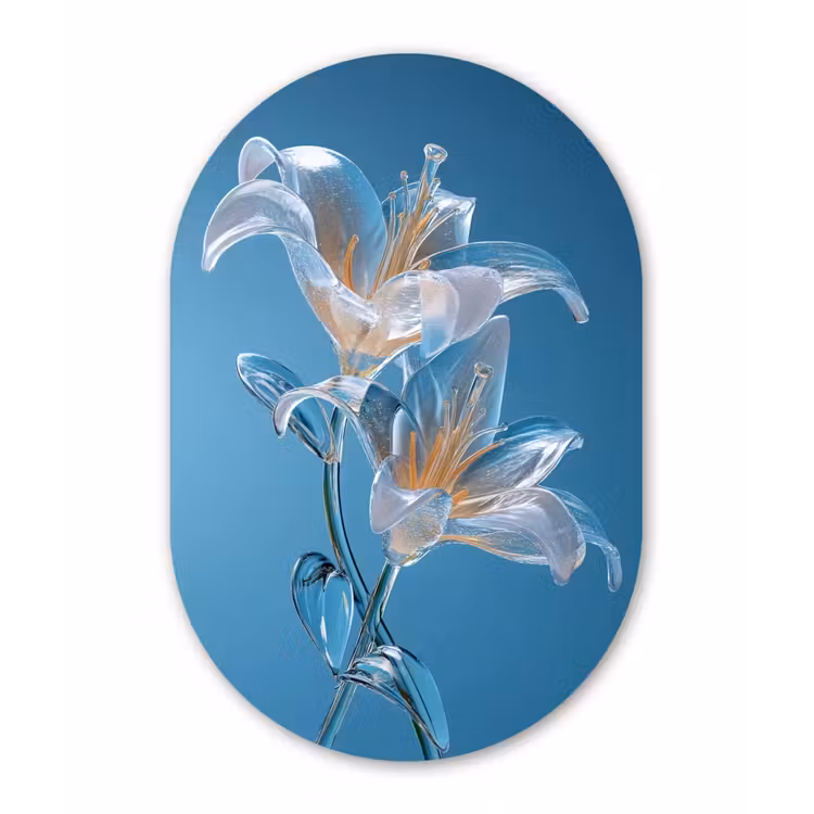 Muurovaal - Glas - Lelies - Blauw - Glazen — 1