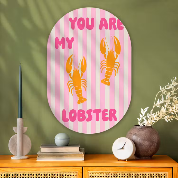 Muurovaal - Glas - Lobster - Love - Valentijn — 2