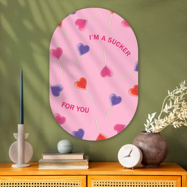Muurovaal - Glas - Lolly - Valentijn - Illustratie - Snoep — 2