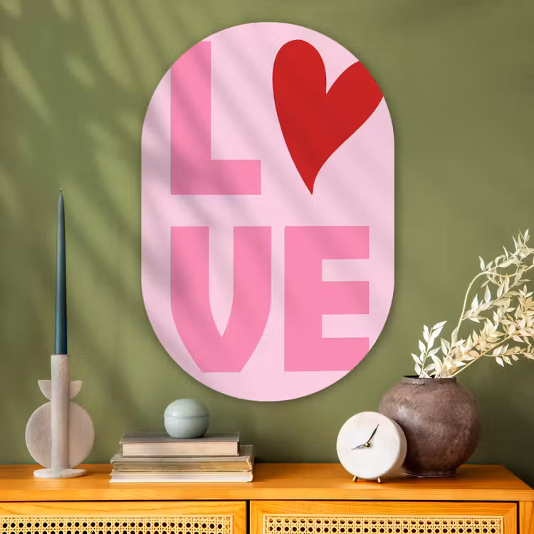 Muurovaal - Glas - Love - Roze - Hart - Valentijn — 2
