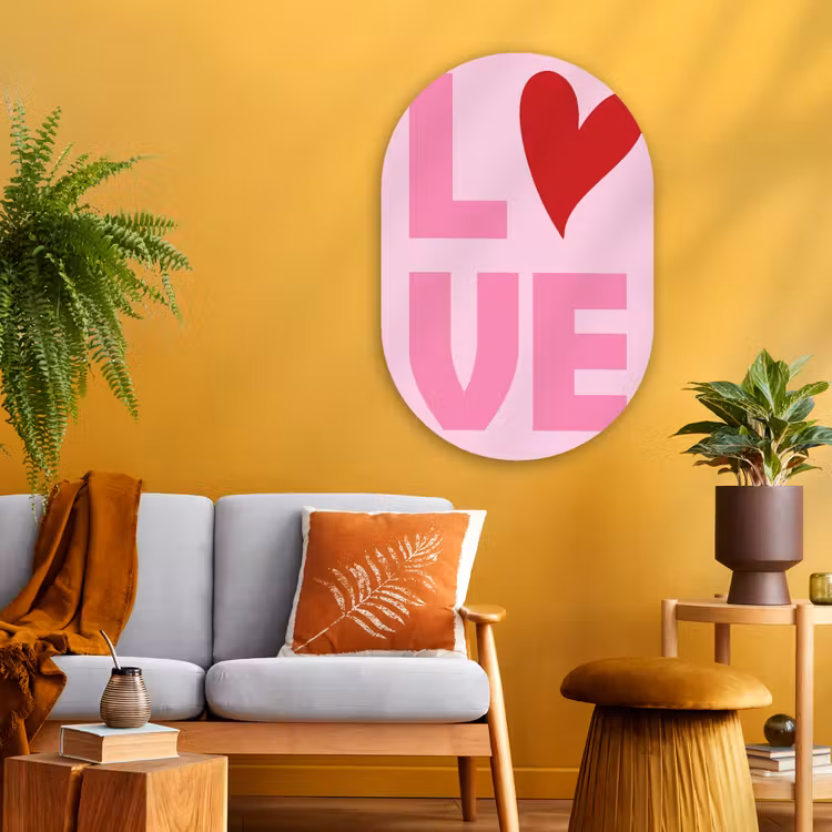 Muurovaal - Glas - Love - Roze - Hart - Valentijn — 3
