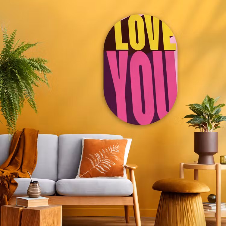 Muurovaal - Glas - Love - Tekst - Roze - Valentijn — 3