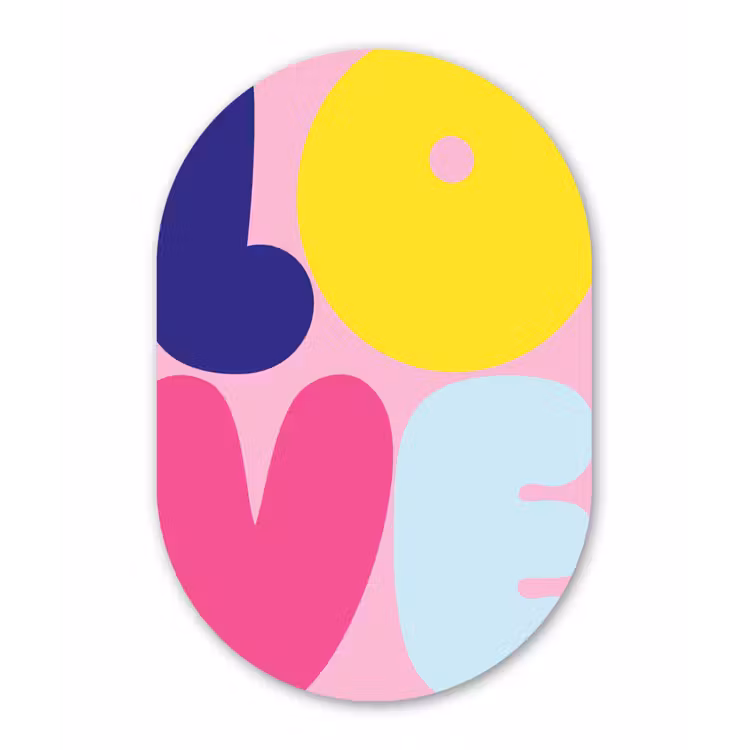 Muurovaal - Glas - Love - Valentijn - Kleurrijk — 1