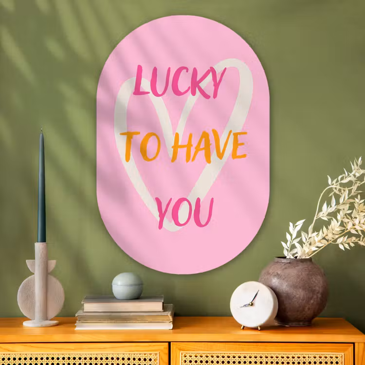 Muurovaal - Glas - Lucky - Love - Valentijn - Roze — 2