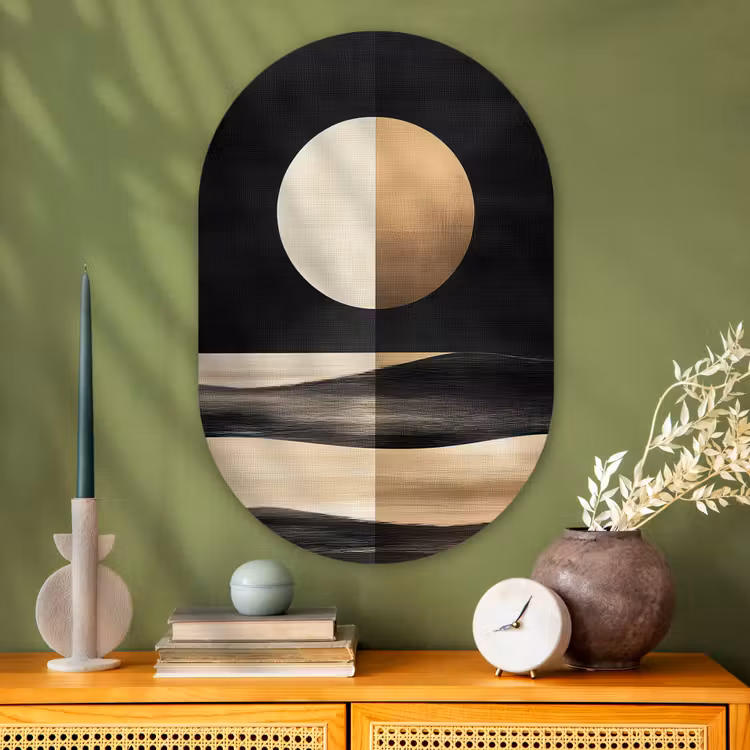 Muurovaal - Glas - Maan - Cirkel - Goud — 2
